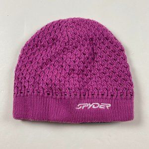 Vintage Spyder Girls Crochet Pink Beanie Winter Hat Toque Cap One Size Fits All